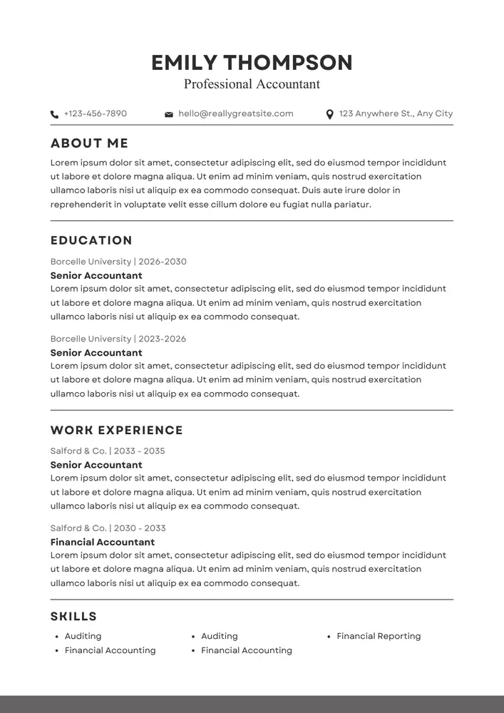 Actual resume template from ZIP preview